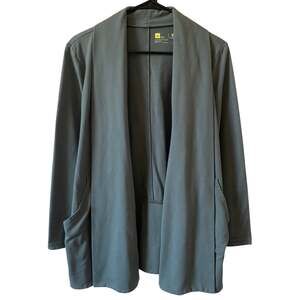 XERSION Teal Open Front Waterfall Cardigan Sweater Size Medium Pockets Cozy